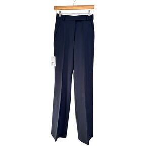 Max Mara Navy Virgin Wool Tailored Straight Leg Split Hem Pants IT 38 US 4